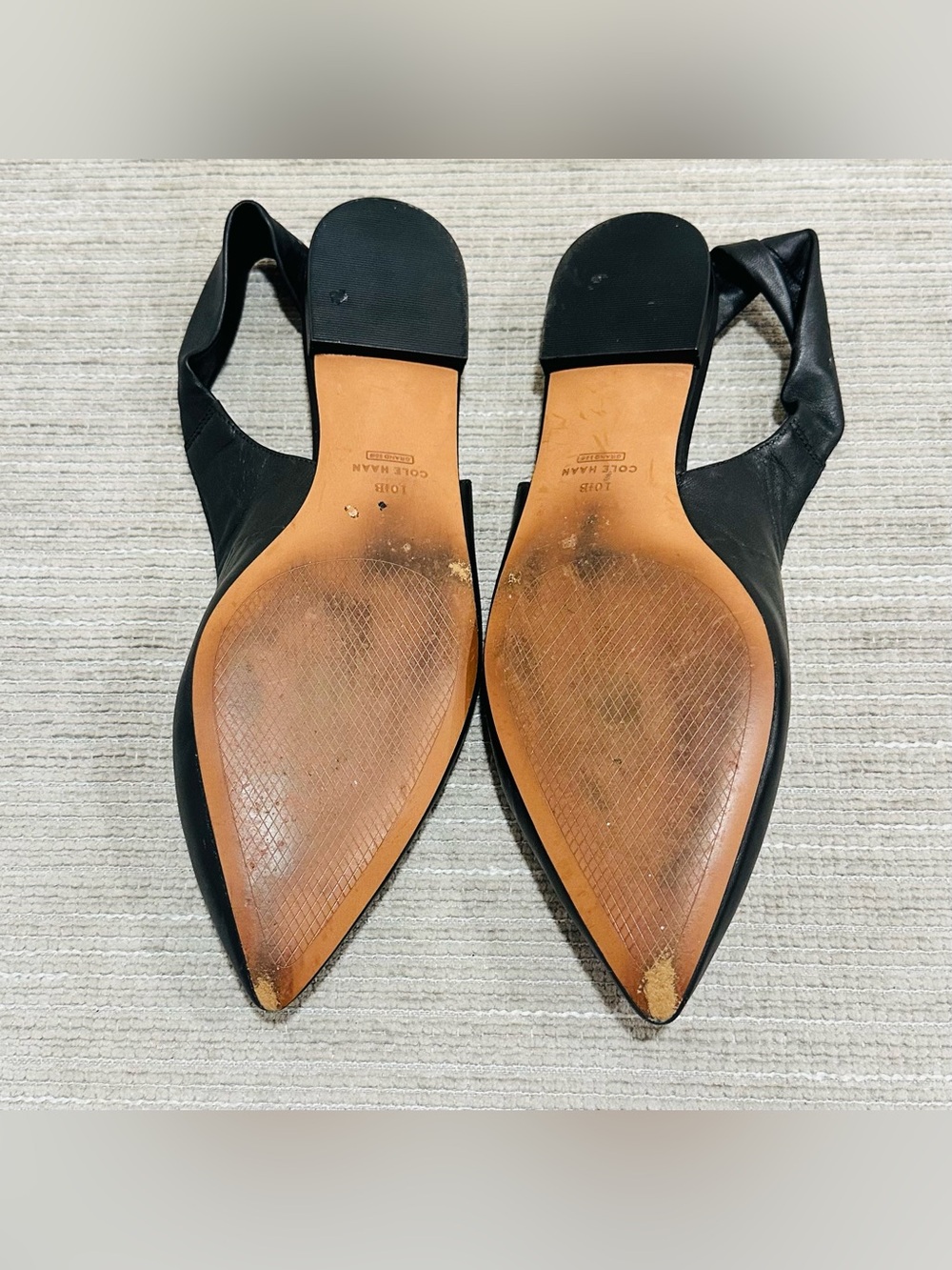 Cole Haan Eden Skimmer Ballet Flats Black Leather Pointed Toe Slingback Sz10,5 - Picture 7 of 10